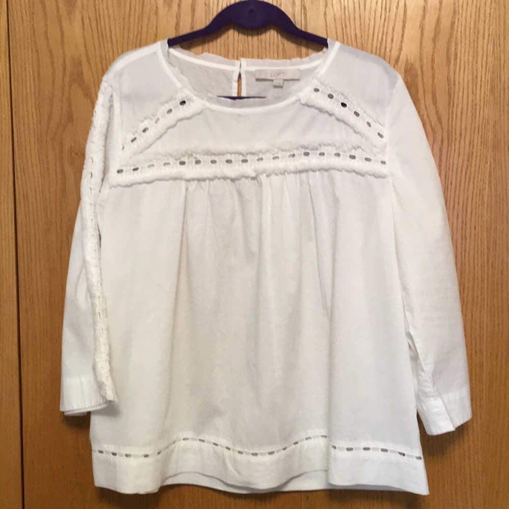 LOFT white long sleeve blouse.